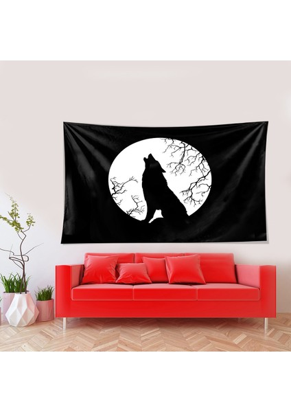 Savaşçı Kurt Desen Leke Tutmaz Kadife Dokulu Kumaş Duvar Örtüsü Duvar Halısı Tapestry modelleri