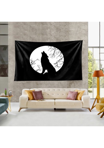 Savaşçı Kurt Desen Leke Tutmaz Kadife Dokulu Kumaş Duvar Örtüsü Duvar Halısı Tapestry fırsatları