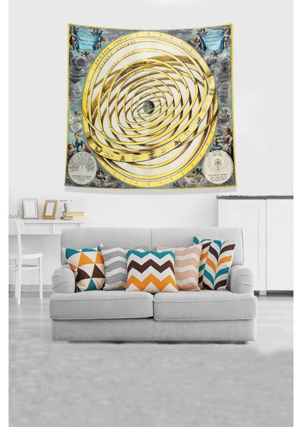 Sarı Dünyanın Rotası Leke Tutmaz Kadife Kumaş Duvar Örtüsü Duvar Halısı Tapestry modelleri