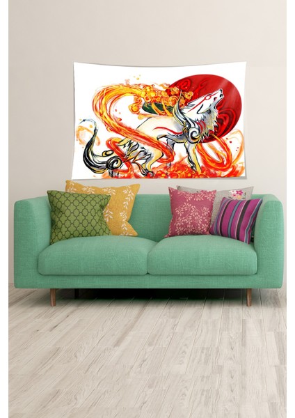 Kurt Ve Ateş Leke Tutmaz Kadife Dokulu Kumaş Duvar Örtüsü Duvar Halısı Tapestry modelleri