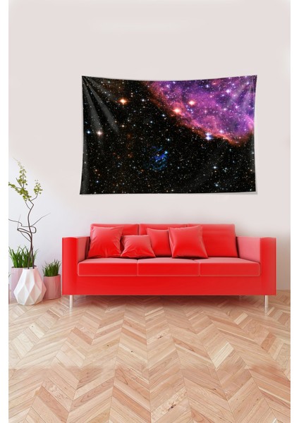 Çok Renkli Samanyolu Desenli Leke Tutmaz Kadife Kumaş Duvar Örtüsü Duvar Halısı Tapestry