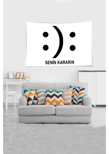 Beyaz Senin Kararın Yazılı Leke Tutmaz Kadife Kumaş Duvar Örtüsü Duvar Halısı Tapestry fiyatları