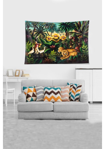 Yeşil Amazondaki Hayvanlar Alemi Leke Tutmaz Kadife Kumaş Duvar Örtüsü Duvar Halısı Tapestry fiyatları