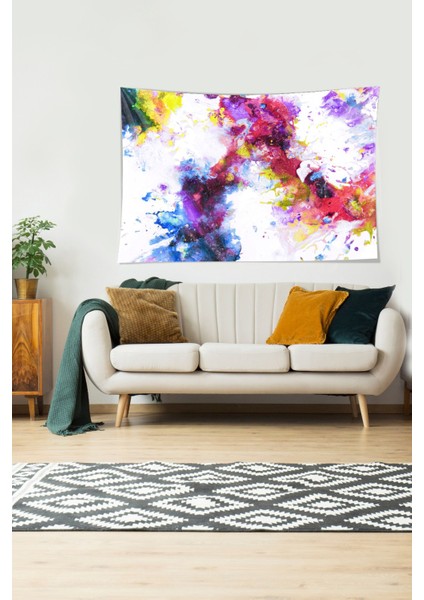 Sulu Boya Renkli Desen Leke Tutmaz Kadife Doku Kumaş Duvar Örtüsü Duvar Halısı Tapestry modelleri