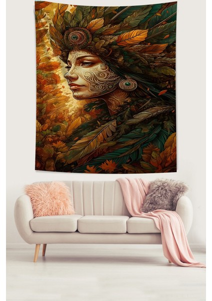 Afrikalı Kız Leke Tutmaz Kumaş Duvar Örtüsü Duvar Halısı Tapestry