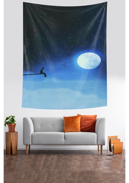 Ayı Izleyen Adam Leke Tutmaz Kumaş Duvar Örtüsü Duvar Halısı Tapestry