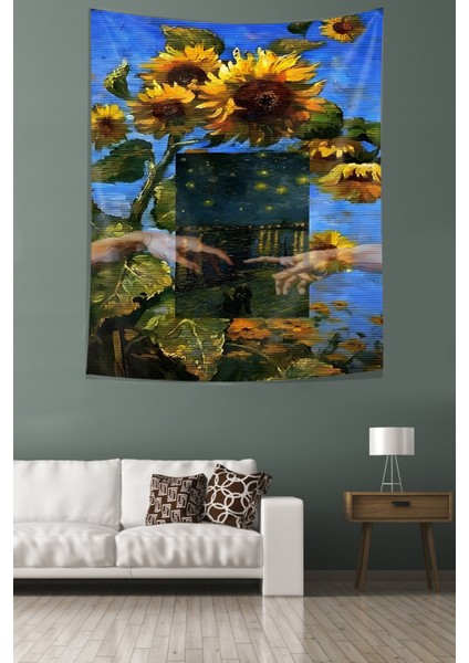 Ayçiçeği Leke Tutmaz Kumaş Duvar Örtüsü Duvar Halısı Tapestry fiyatları