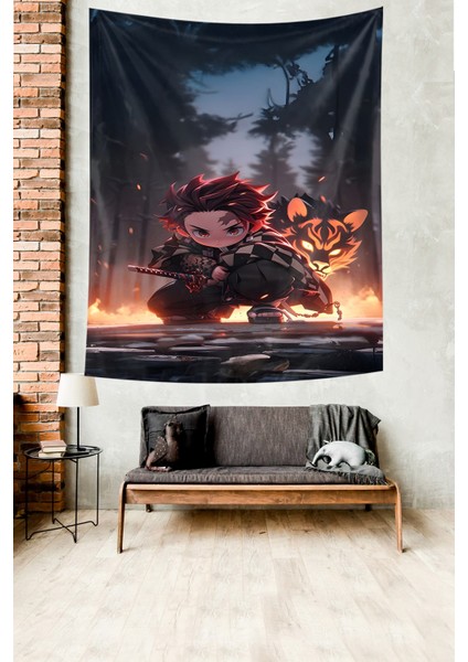 Tanjiro Leke Tutmaz Kumaş Duvar Örtüsü Duvar Halısı Tapestry