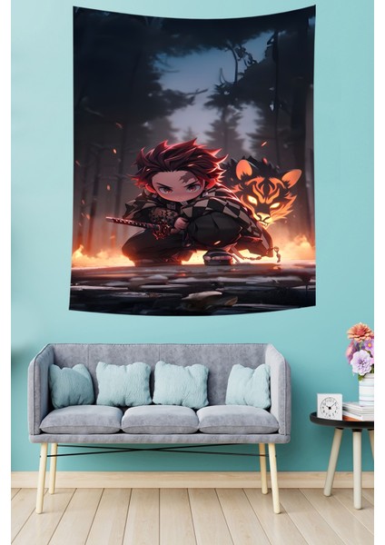 Tanjiro Leke Tutmaz Kumaş Duvar Örtüsü Duvar Halısı Tapestry modelleri
