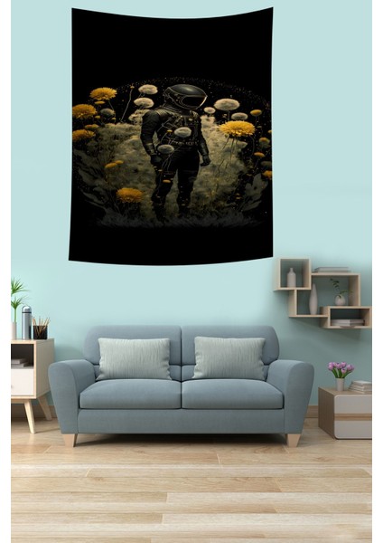 Çiçekler Içinde Astronot Leke Tutmaz Kumaş Duvar Örtüsü Duvar Halısı Tapestry fiyatları