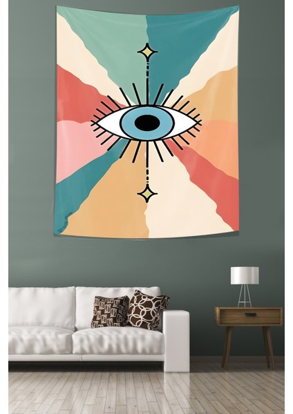 Mavi Göz Desen Leke Tutmaz Kumaş Duvar Örtüsü Duvar Halısı Tapestry modelleri