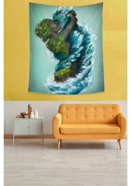 Doğa Temalı Sarılan Toprak Ve Su Leke Tutmaz Kumaş Duvar Örtüsü Duvar Halısı Tapestry fiyatları