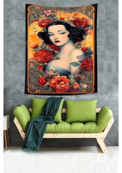 Çiçekler Ve Kadın Leke Tutmaz Kumaş Duvar Örtüsü Duvar Halısı Tapestry fiyatları
