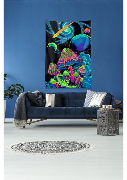 Multirenk Mushroom Mantar Leke Tutmaz Kadife Kumaş Duvar Örtüsü Duvar Halısı Tapestry modelleri