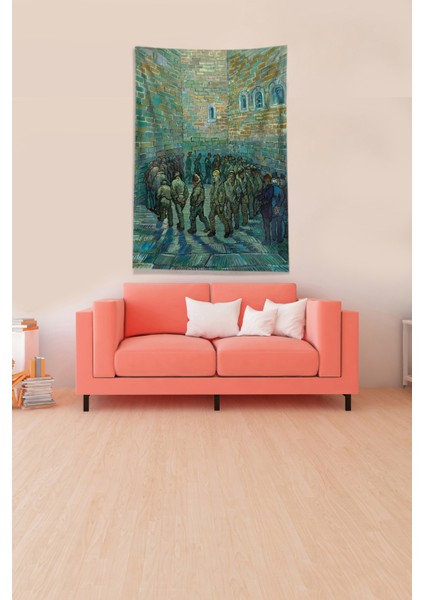 Multirenk Mahkum Gogh'un Umudu Leke Tutmaz Kadife Kumaş Duvar Örtüsü Duvar Halısı Tapestry