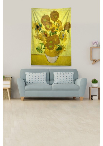 Sarı Van Gogh Sunflower Leke Tutmaz Kadife Kumaş Duvar Örtüsü Duvar Halısı Tapestry fiyatları
