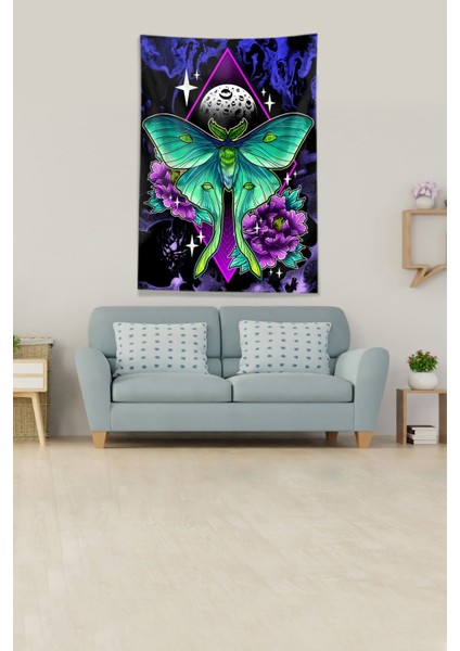 Multirenk Butterfly Kelebek Leke Tutmaz Kadife Kumaş Duvar Örtüsü Duvar Halısı Tapestry fiyatları