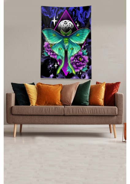 Multirenk Butterfly Kelebek Leke Tutmaz Kadife Kumaş Duvar Örtüsü Duvar Halısı Tapestry modelleri