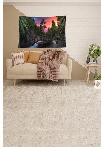 Çok Renkli Doğa Desenli Leke Tutmaz Kadife Kumaş Duvar Örtüsü Duvar Halısı Tapestry fiyatları