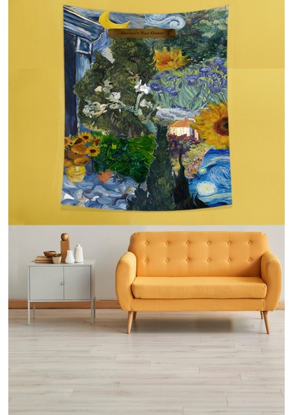 Van Gogh Journal Desen Leke Tutmaz Kumaş Duvar Örtüsü Duvar Halısı Tapestry