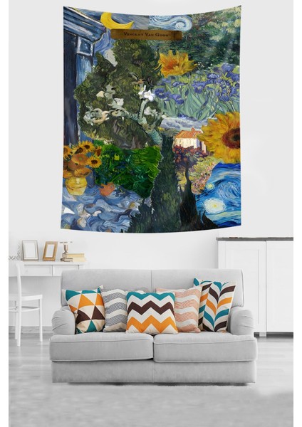 Van Gogh Journal Desen Leke Tutmaz Kumaş Duvar Örtüsü Duvar Halısı Tapestry fiyatları