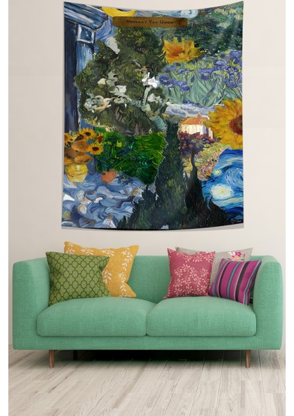 Van Gogh Journal Desen Leke Tutmaz Kumaş Duvar Örtüsü Duvar Halısı Tapestry modelleri