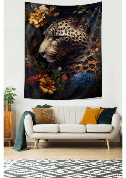 Çiçek Bahçesinin Içerisinde Kaplan Leke Tutmaz Kumaş Duvar Örtüsü Duvar Halısı Tapestry fiyatları