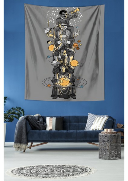 Gök Bilimciler Modern Leke Tutmaz Kumaş Duvar Örtüsü Duvar Halısı Tapestry