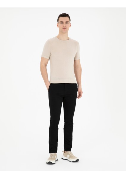 Erkek Bej Slim Fit Bisiklet Yaka Triko Tişört 50288845-VR011 fırsatları