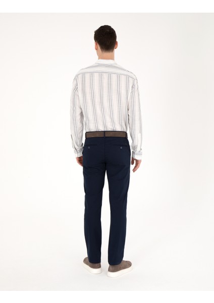 Erkek Lacivert Regular Fit Kanvas Pantolon 50288510-VR033