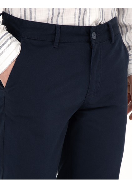 Erkek Lacivert Regular Fit Kanvas Pantolon 50288510-VR033