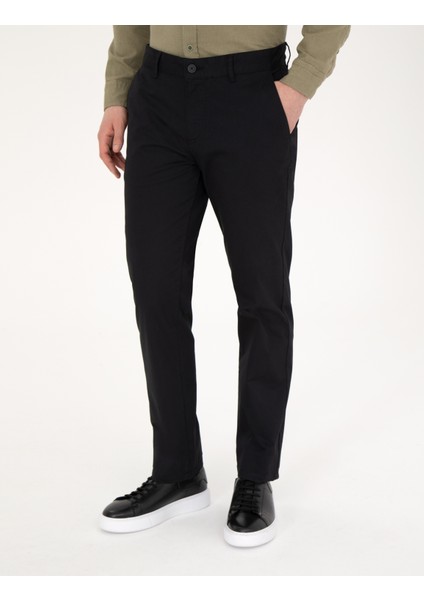 Erkek Siyah Regular Fit Kanvas Pantolon 50288510-VR046