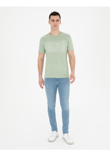 Erkek Yeşil Slim Fit Tişört 50282064-VR016