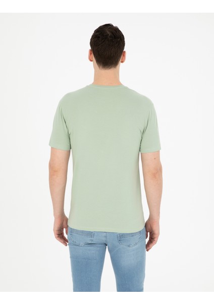 Erkek Yeşil Slim Fit Tişört 50282064-VR016
