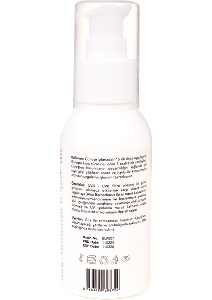 Güneş Kremi 50 Spf Elif Aydan