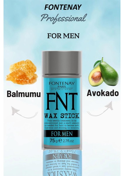 Hair Wax Stick 75GR For Men + Profesyonel Topuz Krepe Şiş Tarak 3043 2'li Set