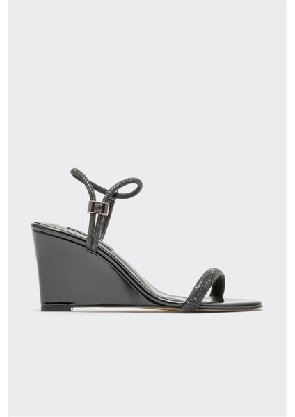 Siyah Kadın Topuklu Sandalet