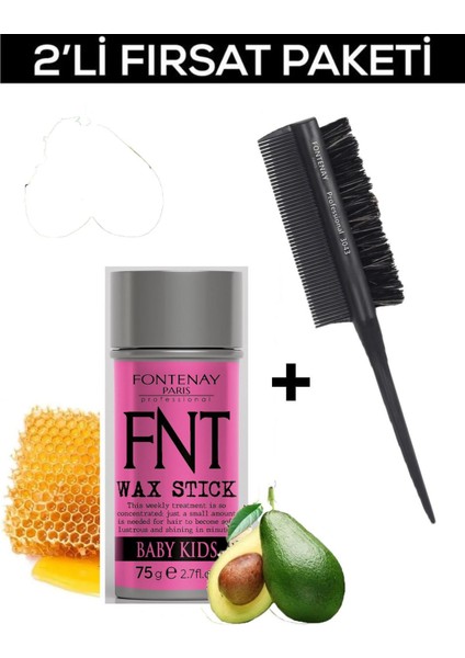 Hair Wax Stick 75GR For Kids + Profesyonel Topuz Krepe Şiş Tarak 3043 2'li Set