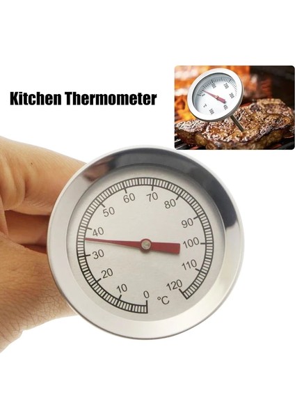 Mutfak Dayanıklı Yuvarlak Et Termometresi Gıda Kadranı Mekanik Okuma Paslanmaz Çelik Çok Fonksiyonlu Termometre 0-120 (Yurt Dışından)