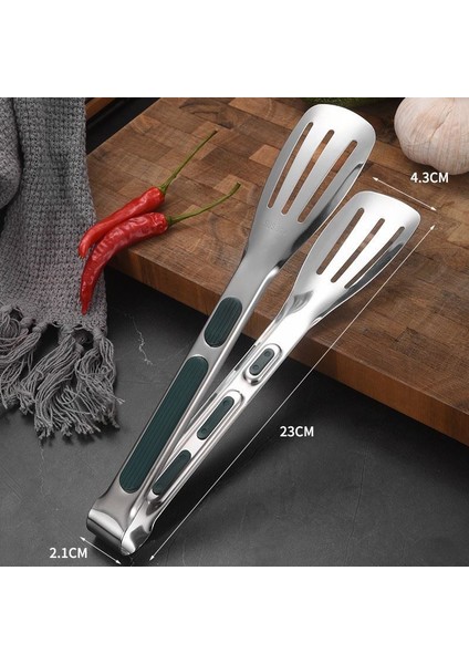 304 Çelik 23 cm Silver Mutfak Biftek Barbekü ve Ekmek Maşası CIN627