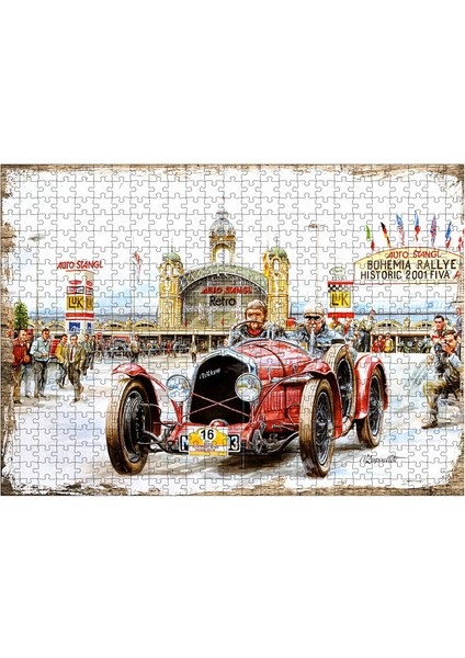 Ahşap Mdf Puzzle Yapboz Retro Yarış Arabası 500 Parça 50*70 cm