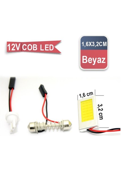 Lamba Cob LED 12V Metal 32MM16MM Beyaz