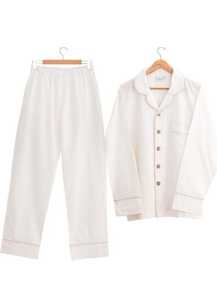 Reya Erkek Pijama Takımı Organik Pamuk Keten Krem - Xl