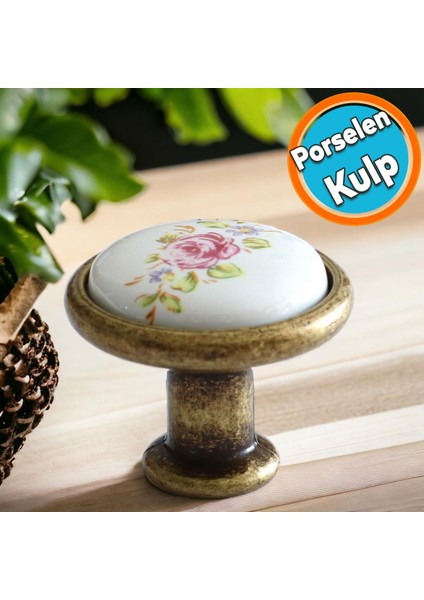 Porselen Kulp Çiçekli Düğme Mobilya Mutfak Dolabı Çekmece Dolap Kulpları Kapak Kulpu Kulbu