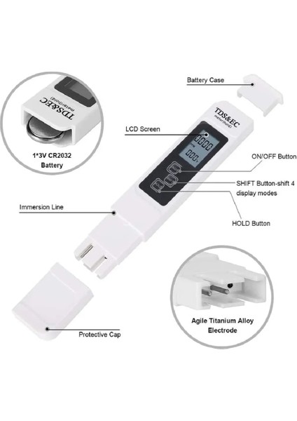 Mavi Stil 1 Pc Beyaz Dijital Su Si Test Cihazı Tds Ec Metre Aralığı Çok Fonksiyonlu Su Saflığı Sıcaklık Ölçer Temp Ppm Test Cihazı (Yurt Dışından) fiyatları