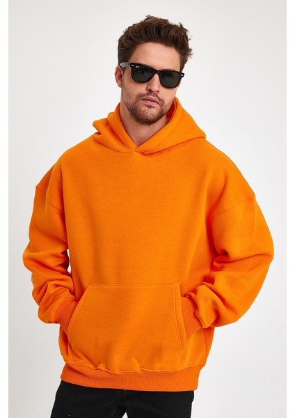 Turuncu Hoodie, Oversize Sweatshirt, Erkek Hoodie, Kanguru Cep Kapüşonlu indirimleri