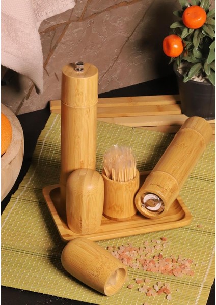 Madras Standlı Tuzluk Biberlik Öğütücü Değirmen Seti Büyük 6 Parça fiyatları