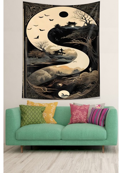 Gökyüzü Kuşlar ve Ağaçlar Leke Tutmaz Kumaş Duvar Örtüsü Duvar Halısı Tapestry fiyatları