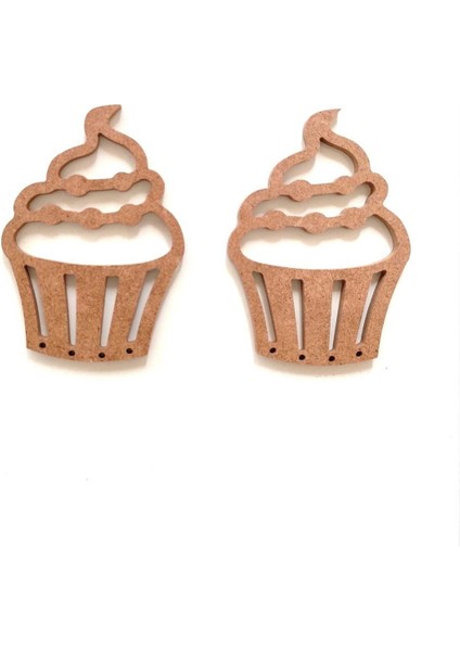 2 Li Cupcake / Ham Mdf Boyanabilir Mini Cupcake