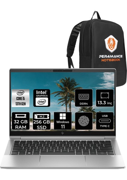 Elitebook 630 G10 Intel Core I5 1335U 32GB 256GB SSD 13.3'' Fhd W11P Taşınabilir Bilgisayar 85D47EA & Per4 Çanta 85D47EAP376